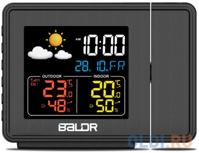 BALDR B0367WST2H2R-V1 часы проекционные c внешним датчиком и функцией прогноза погоды, черный