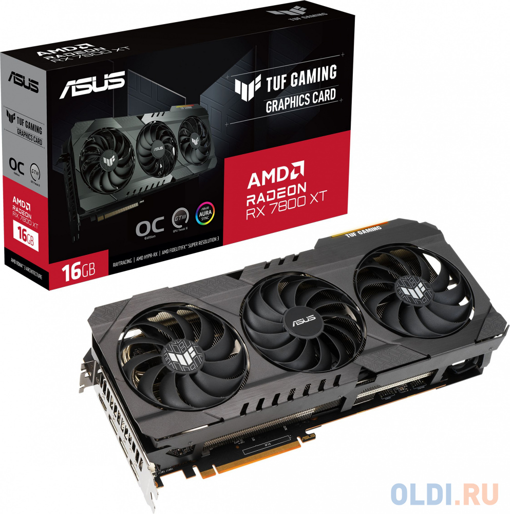 Видеокарта Asus PCI-E 4.0 TUF-RX7800XT-O16G-OG-GAMING AMD Radeon RX 7800XT 16Gb 256bit GDDR6 2226/18000 HDMIx1 DPx3 HDCP Ret