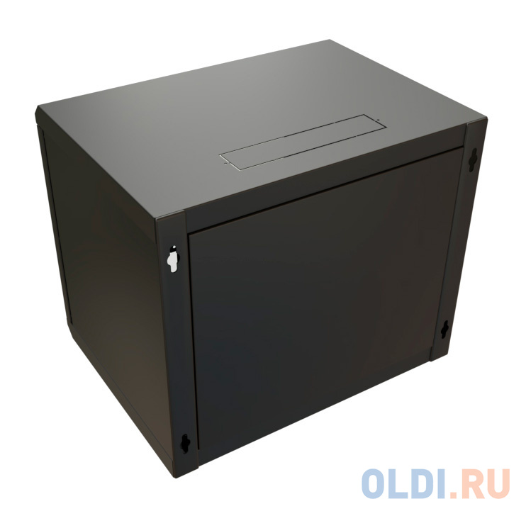 Шкаф коммутационный WRline (WR-TW-1266-GP-RAL9004) настенный 12U 600x600мм пер.дв.стекл 2 бок.пан. 60кг черный 520мм 650мм IP20 сталь