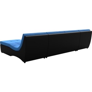 Угловой модульный диван АртМебель Монреаль велюр голубой экокожа черный