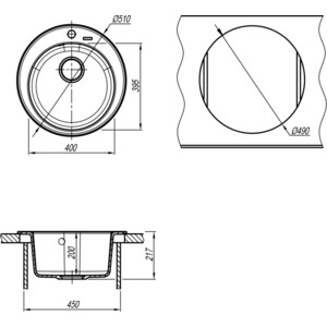 Кухонная мойка Florentina Никосия D510 черный Fg (20.135.B0510.102)