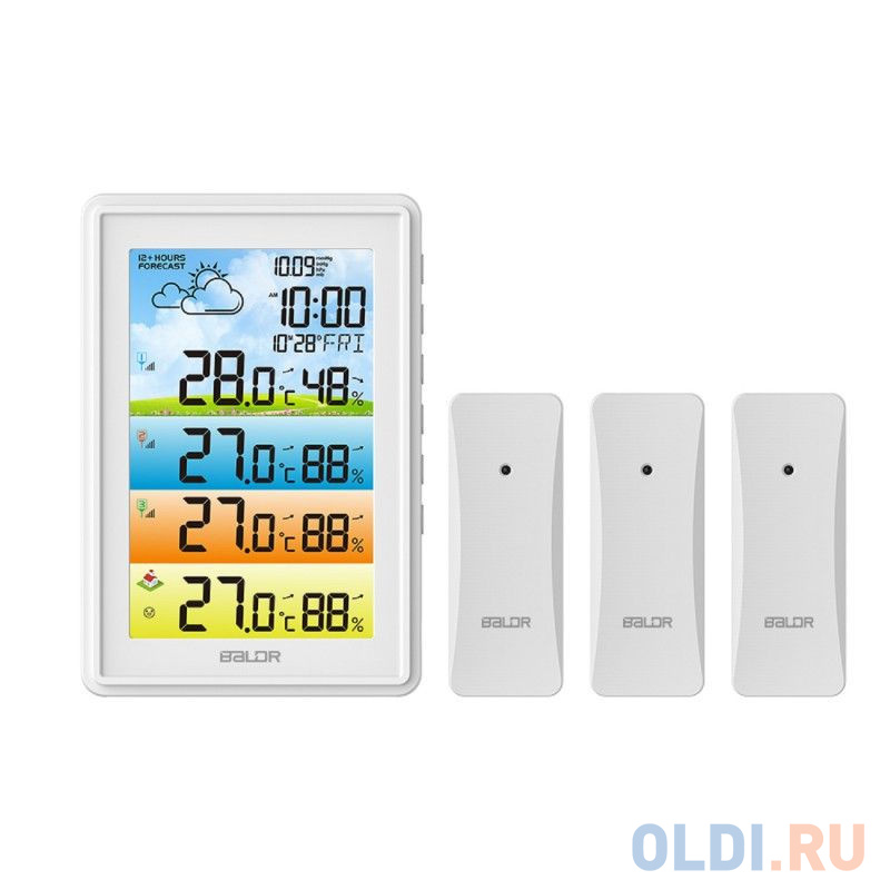 BALDR BB0360WST4H4PR-WHITE беспроводная метеостанция с тремя внешними датчиками, белый в Москвe