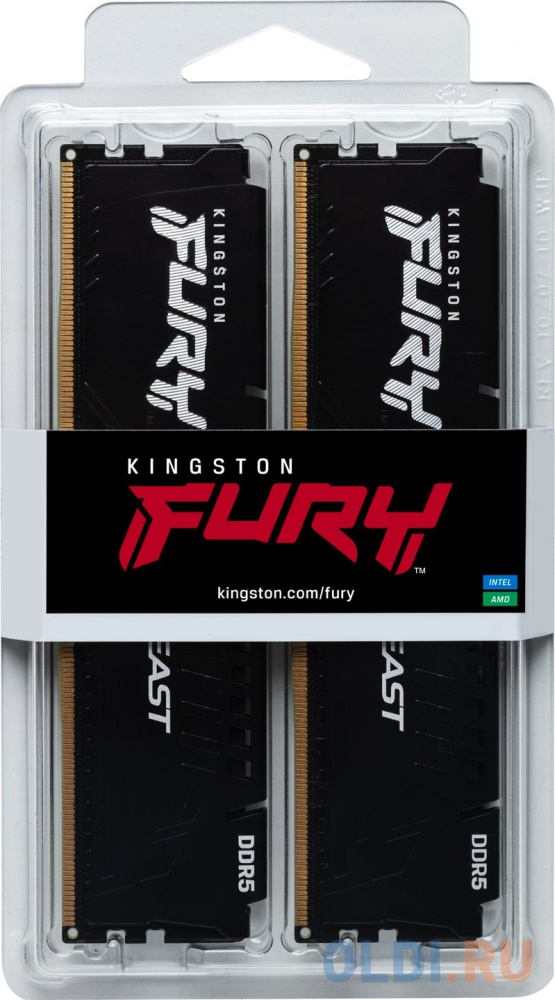 Комплект памяти DDR5 DIMM 16Гб (2х8Гб) 6000MHz CL40, Kingston FURY Beast Black