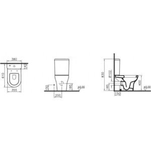 Унитаз-компакт безободковый Vitra Zentrum Rim-Ex с сиденьем микролифт (9824B003-7207)