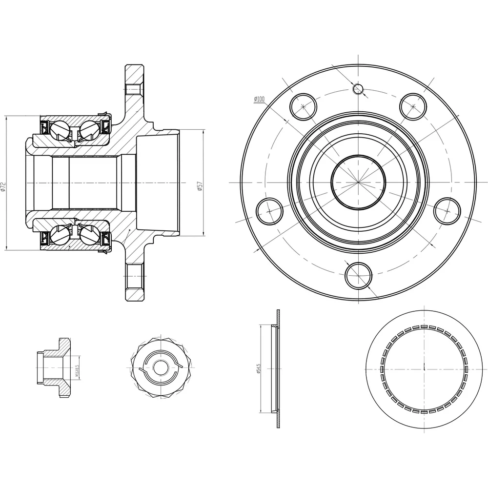 Передняя ступица для автомобиля vw polo sedan (rus) (10-)/(20-)/skoda rapid (12-)/skoda fabia TRIALLI