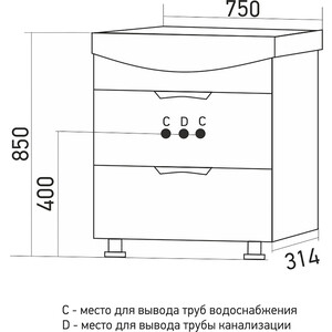 Мебель для ванной Mixline Этьен Элеганс 75 белая