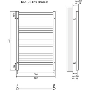 Полотенцесушитель водяной Lemark Status П10 500x800 (LM44810)