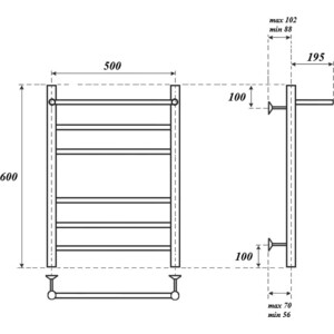 Полотенцесушитель электрический Point П5 500х600 с полкой хром (PN10156PE)