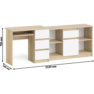 Комплект СВК Мори Стол компьютерный МС-6 правый + Тумба МТВ1204.1, цвет дуб сонома/белый