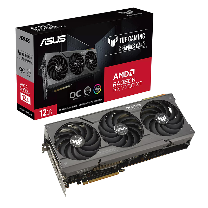 Видеокарта ASUS Radeon RX 7700 XT 12GB GAMING OC 2599Mhz PCI-E 4.0 12288Mb 18000Mhz 192 bit HDMI 3xDP TUF-RX7700XT-O12G GAMING / 90YV0JK0-M0NA00