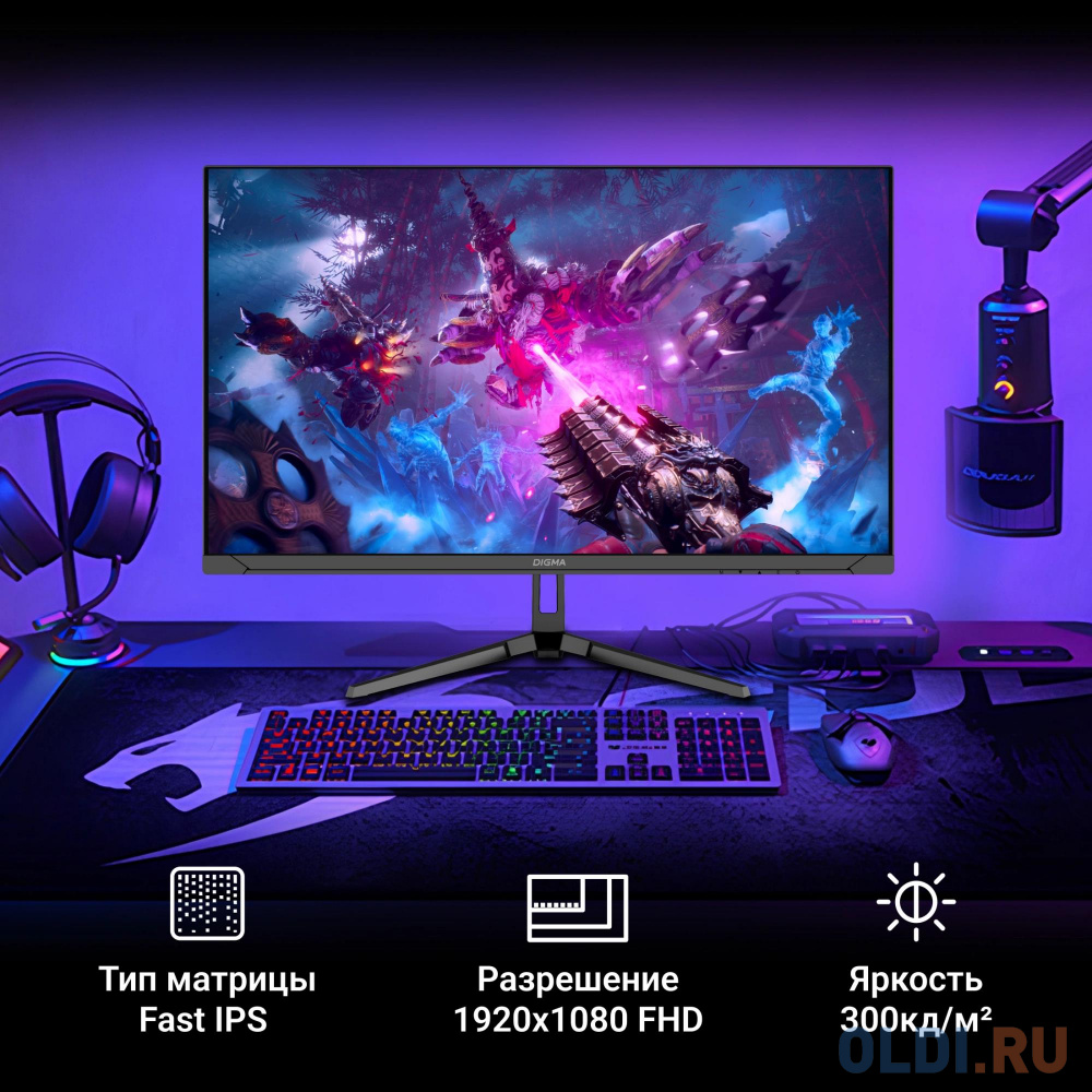 Монитор Digma 23.8" Overdrive 24P410F черный IPS LED 2ms 16:9 HDMI матовая 300cd 178гр/178гр 1920x1080 200Hz G-Sync FreeSync DP FHD USB 3.7кг в Москвe