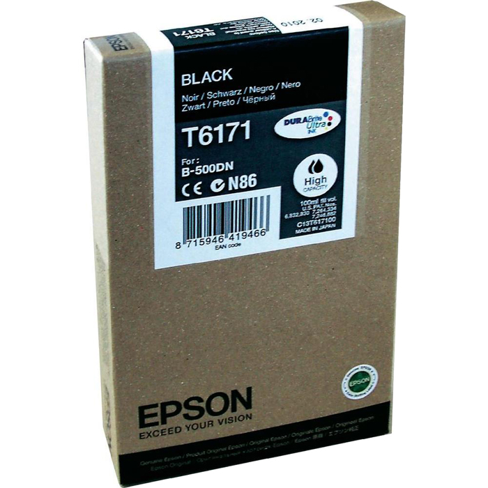 Картридж струйный Epson T6171 (C13T617100), черный, оригинальный, ресурс 4000 страниц, для Epson B-500DN / B-510DN