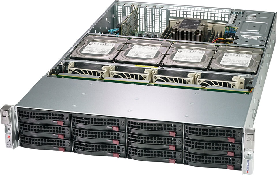 Серверная платформа SuperMicro 620P-ACR16H, 2xSocket4189, 16xDDR4, 16x3.5 HDD HS + 2x2.5 HS, 1xM.2-PCI-E, AOC-S3916L-H16IR-32DD-O, 2x10GLAN, IPMI, Redundant 2x1600 Вт, 2U (SSG-620P-ACR16H)