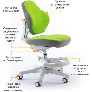 Кресло детское ErgoKids GT Y-405 KZ ortopedic обивка зеленая однотонная в Москвe