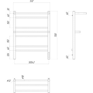 Полотенцесушитель электрический Lemark Pramen П7 500x700 с полкой, хром (LM33707Z)