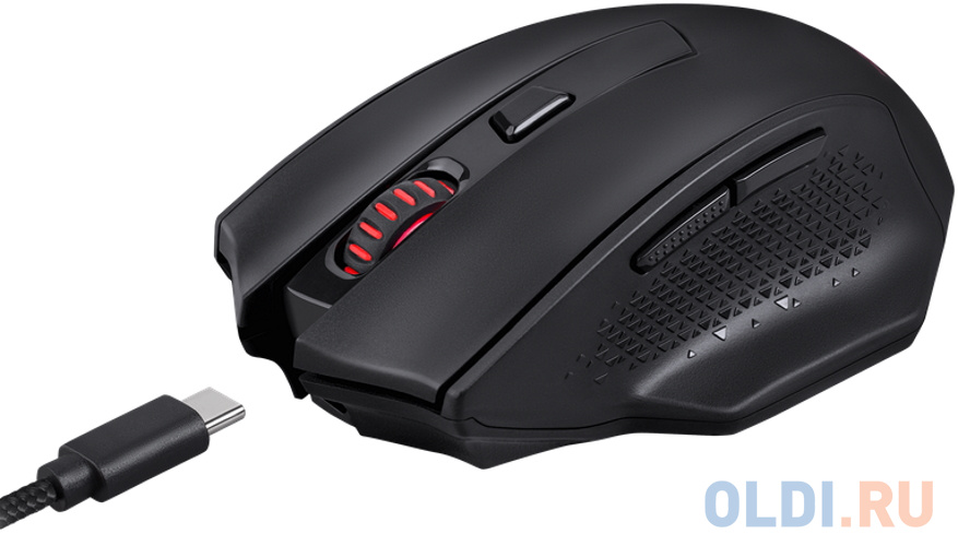 Беспроводная игровая мышь REDRAGON WOKI чёрная (USB, Bluetooth, Pixart P3395, Huano, 6 кн., 26000 Dpi, RGB подсветка, 2000 мАч)
