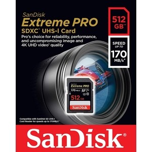 Карта памяти Sandisk Extreme Pro SDXC Card 512GB - 170MB/s V30 UHS-I U3 (SDSDXXY-512G-GN4IN)