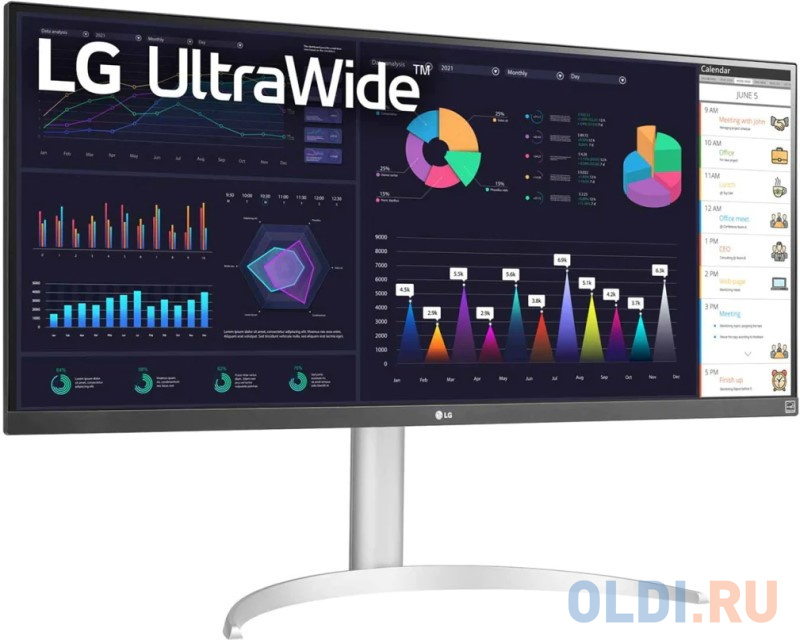 Монитор LG 34" 34WQ65X-W черный IPS LED 21:9 HDMI матовая HAS 500cd 178гр/178гр 2560x1080 DP FHD USB 7.9кг