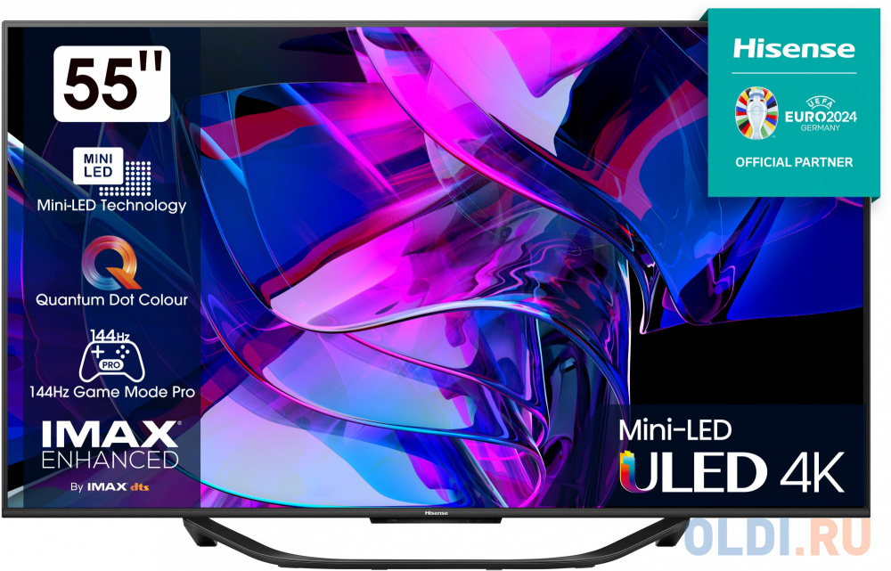 Телевизор LED Hisense 55" 55U7KQ черный 4K Ultra HD 120Hz DVB-T DVB-T2 DVB-C DVB-S DVB-S2 USB WiFi Smart TV