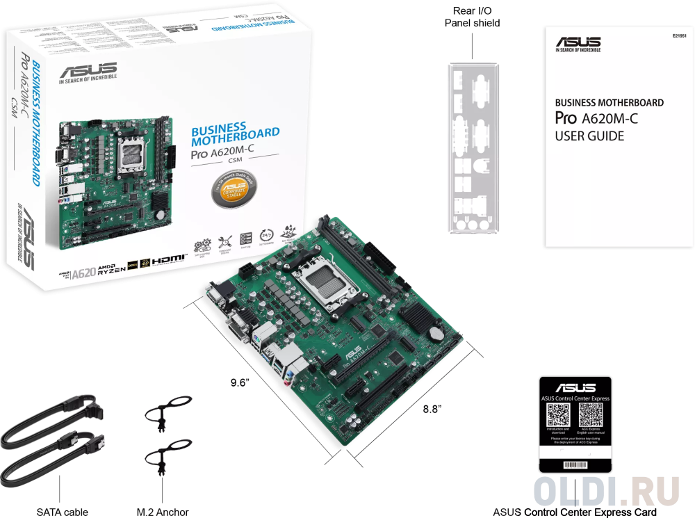 ASUS PRO A620M-C-CSM, Socket AM5, A620, 2*DDR5,  DP+DVI-D+VGA+HDMI, 4xSATA3, Audio, Gb LAN, USB 3.2, USB 2.0, COM port, mATX; 90MB1F80-M0EAYC