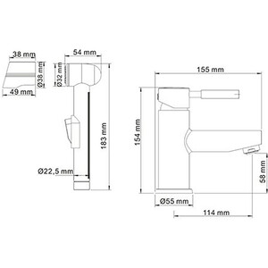 Смеситель для раковины Wasserkraft Main с гигиенической лейкой, хром (4108)