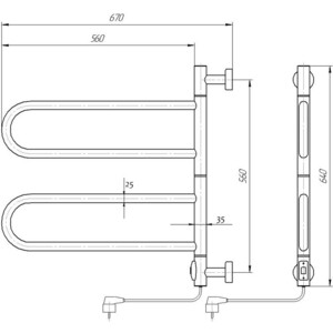 Полотенцесушитель электрический Domoterm Сальса DMT 108F П4 65х50 EK электрический