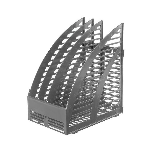 Лоток вертикальный для бумаг STAFF, 242х160х285 мм, 3 отделения, сетчатый, сборный, серый, 237294