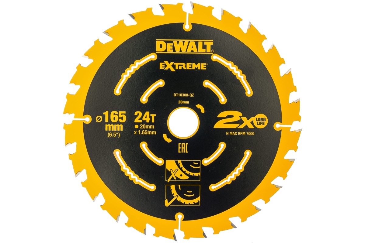 Диск пильный по дереву DeWalt 165/20 1.65 24 WZ +18° DT10300-QZ