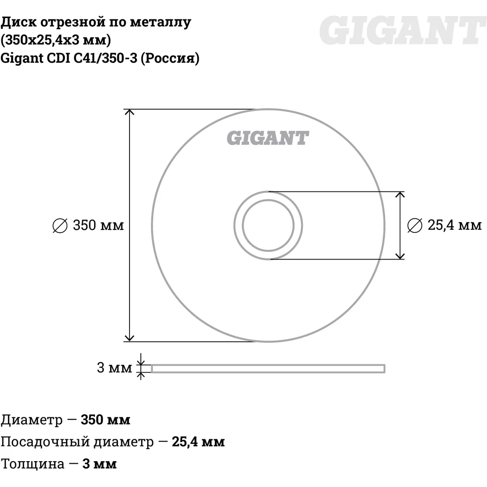 Отрезной диск по металлу Gigant