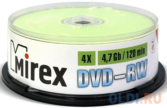 Диск DVD-RW Mirex 4.7 Gb, 4x, Cake Box (25), (25/300)