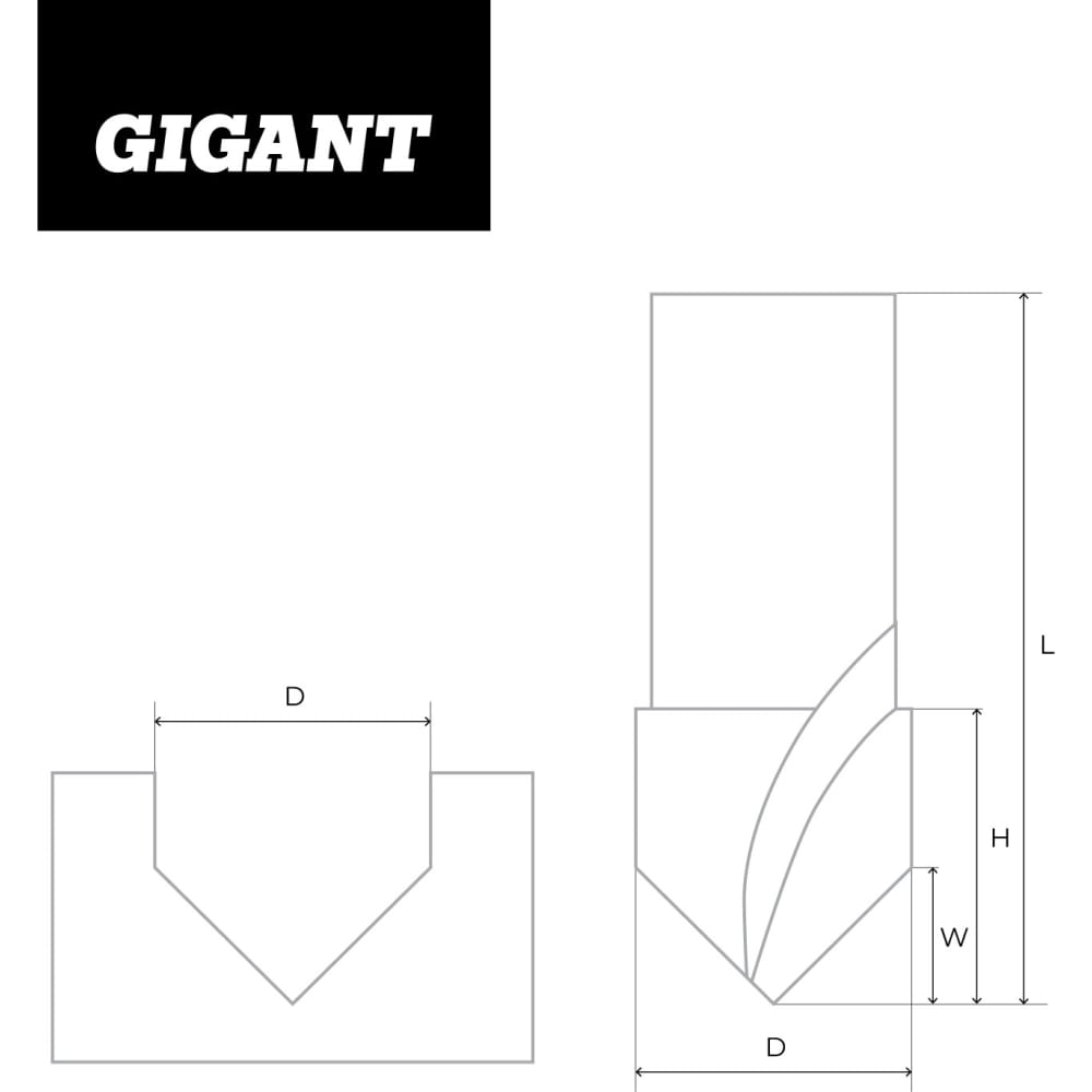 Пазовая гальтельная V-образная фреза Gigant