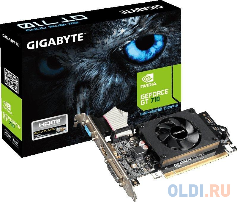 Видеокарта 2048Mb Gigabyte GT710 PCI-E GV-N710D3-2GL V2.0 Retail в Москвe