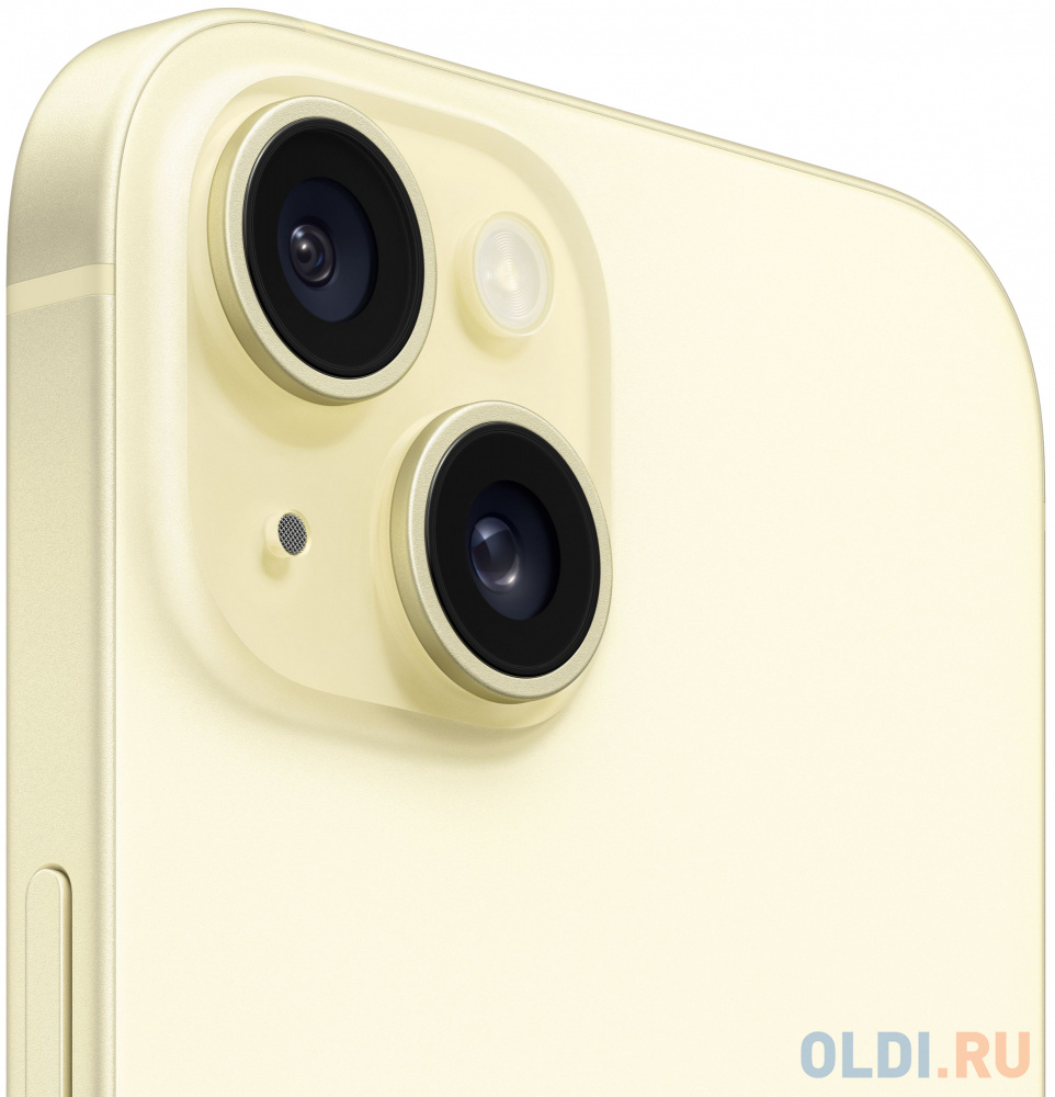 Смартфон Apple A3090 iPhone 15 128Gb желтый моноблок 3G 4G 1Sim 6.1" iOS 17 802.11 a/b/g/n/ac/ax NFC GPS