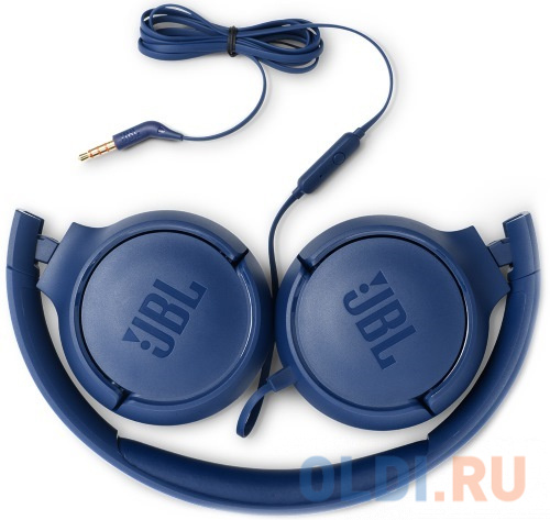 Наушники JBL JBLT500BLU синий Проводные / Накладные с микрофоном / Синий / 20 Гц - 20 кГц / 100 дБ / Одностороннее / Mini-jack / 3.5 мм