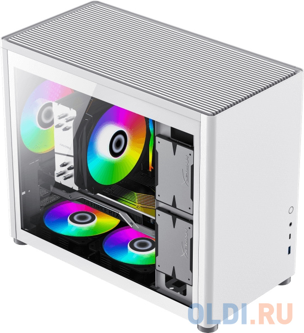 Компьютерный корпус mATX/ Gamemax Spark Full White mATX case, white, PSU, w/1xUSB3.0+1xType-C, 1xCombo Audio