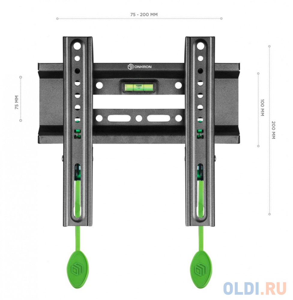 ONKRON BASIC FM1 чёрный {17"-42" Максимальная нагрузка: 30 кг VESA: 75x75, 100x100, 100x200, 200x100, 200x200 мм Вылет от стены: 30 мм Встро