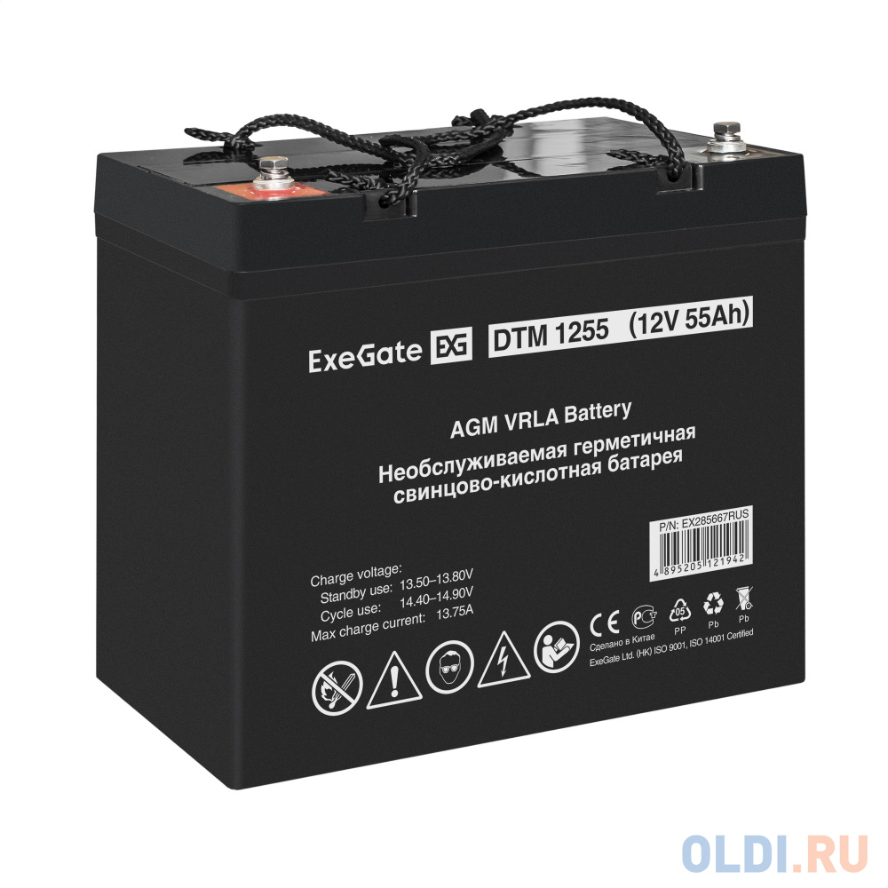 Комплект ИБП EX295997RUS + батарея 55Aч EX285667RUS 1шт (инвертор, синус, для котла, настенный) ExeGate FineSine SX-1000.LCD.AVR.2SH <1000VA/600W,