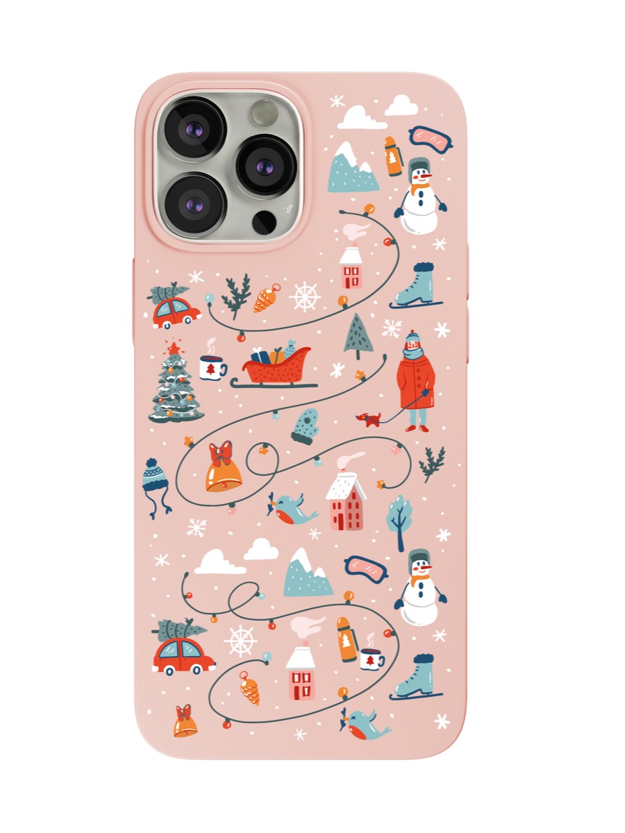 Чехол защитный VLP Art Collection для iPhone 13 ProMax, Winter, светло-розовый