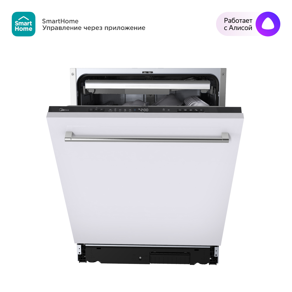Посудомоечная машина встраиваемая полноразмерная Midea MID60S340I, серебристый (MID60S340I)