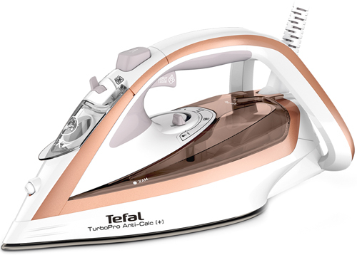 Утюг Tefal TurboPro Anti-Calc[+] FV5697E1 3 кВт, длина шнура 2 м, белый/розовый