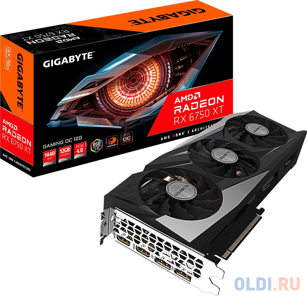 Видеокарта GigaByte Radeon RX 6750 XT GAMING OC-12GD 12288Mb GV-R675XTGAMING OC-12GD