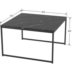 Стол журнальный Мебелик Овер черный мрамор/черный (П0004828)
