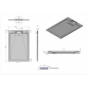 Душевой поддон Vincea VST-4SRL 120х80 с сифоном, серый (VST-4SRL8012G, VSPH-D611)