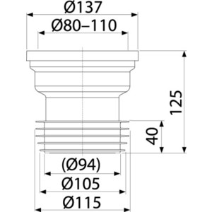 Манжета для унитаза AlcaPlast прямая D80-110 (A991)