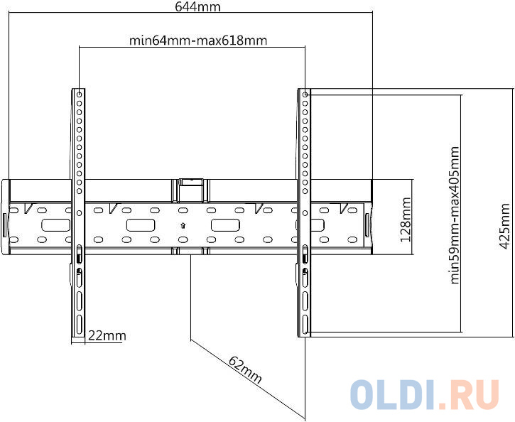 Digis DSM-P5546 {37"-70", VESA макс. 600х400мм, 600х50 мм отсек для оборудования, до 50кг} в Москвe