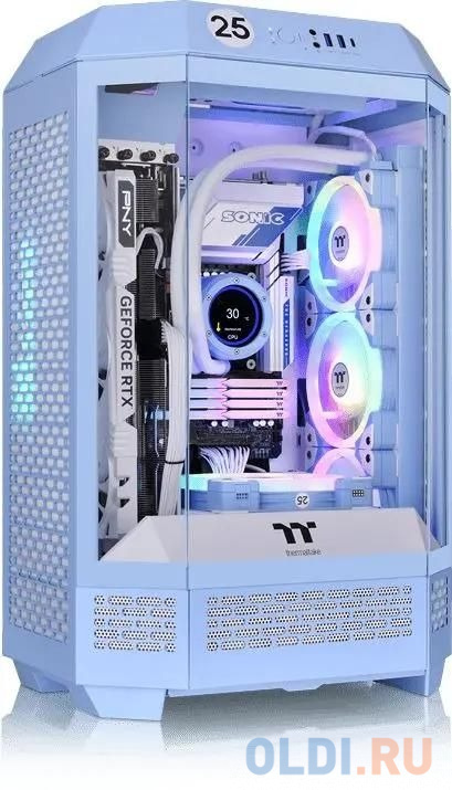 Корпус Thermaltake The Tower 300 Hydrangea голубой без БП miniITX 7x120mm 5x140mm 2xUSB3.0 audio bott PSU в Москвe