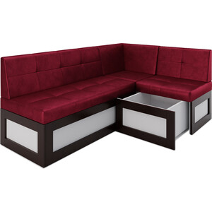 Кухонный диван Mebel Ars Нотис правый угол (бархат красный STAR VELVET 3 DARK RED) 187х82х112 см