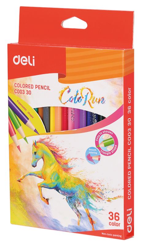 Карандаши цветные Deli ColoRun 36 цветов EC00330 (12 шт. в уп-ке)