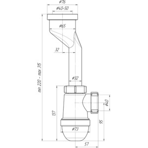 Сифон для писсуара АНИ пласт D40/50, без отвода, выход D40 (U0100)