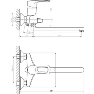 Смеситель для ванны Haiba HB66 универсальный, хром (HB2266)